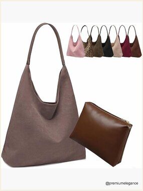 Large Work Tote Bags for Women, Boho Slouchy Suede Purses Handbags